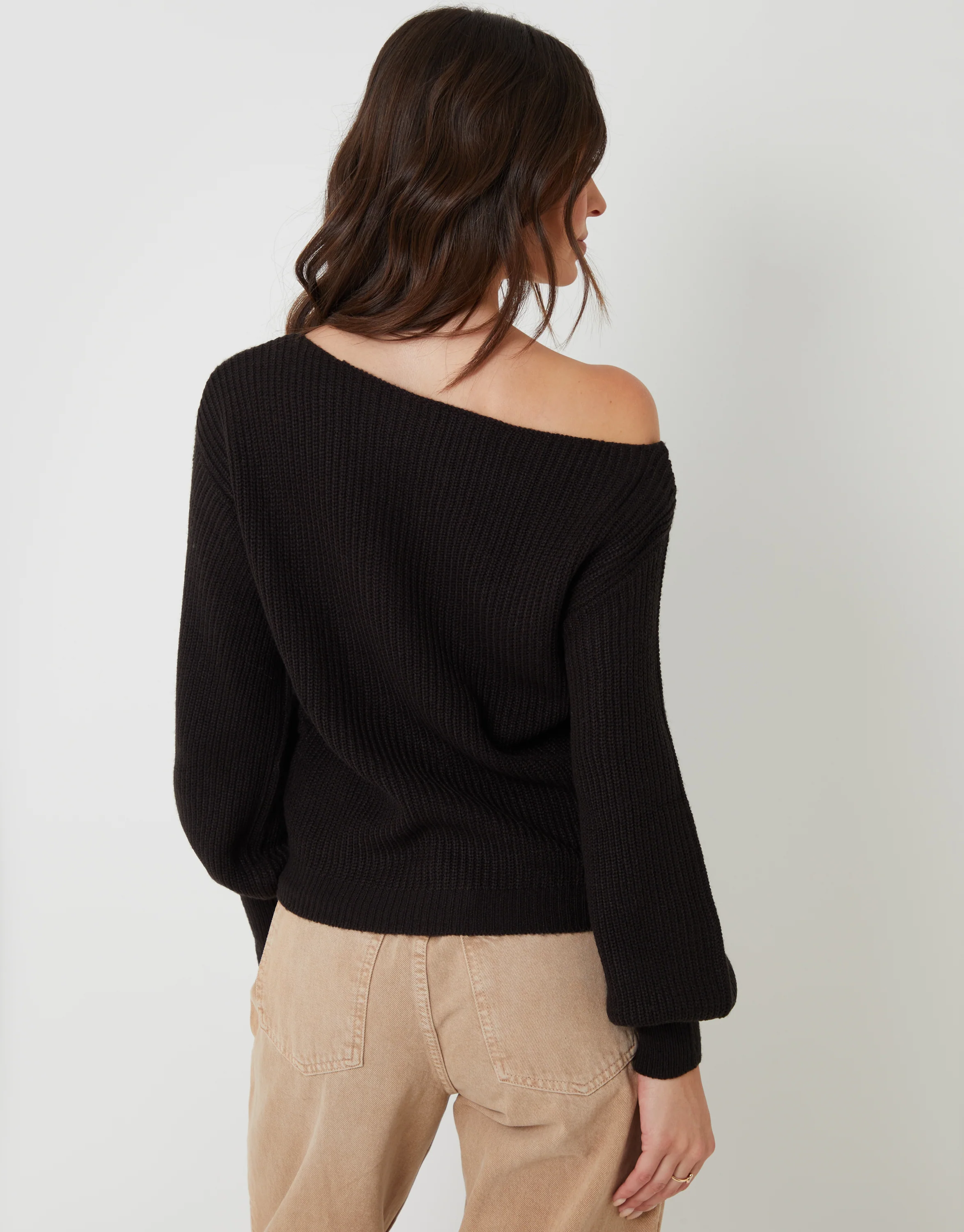 2 Pack Chunky Knit Slash Neck Jumpers in Black & Blue - Image 3