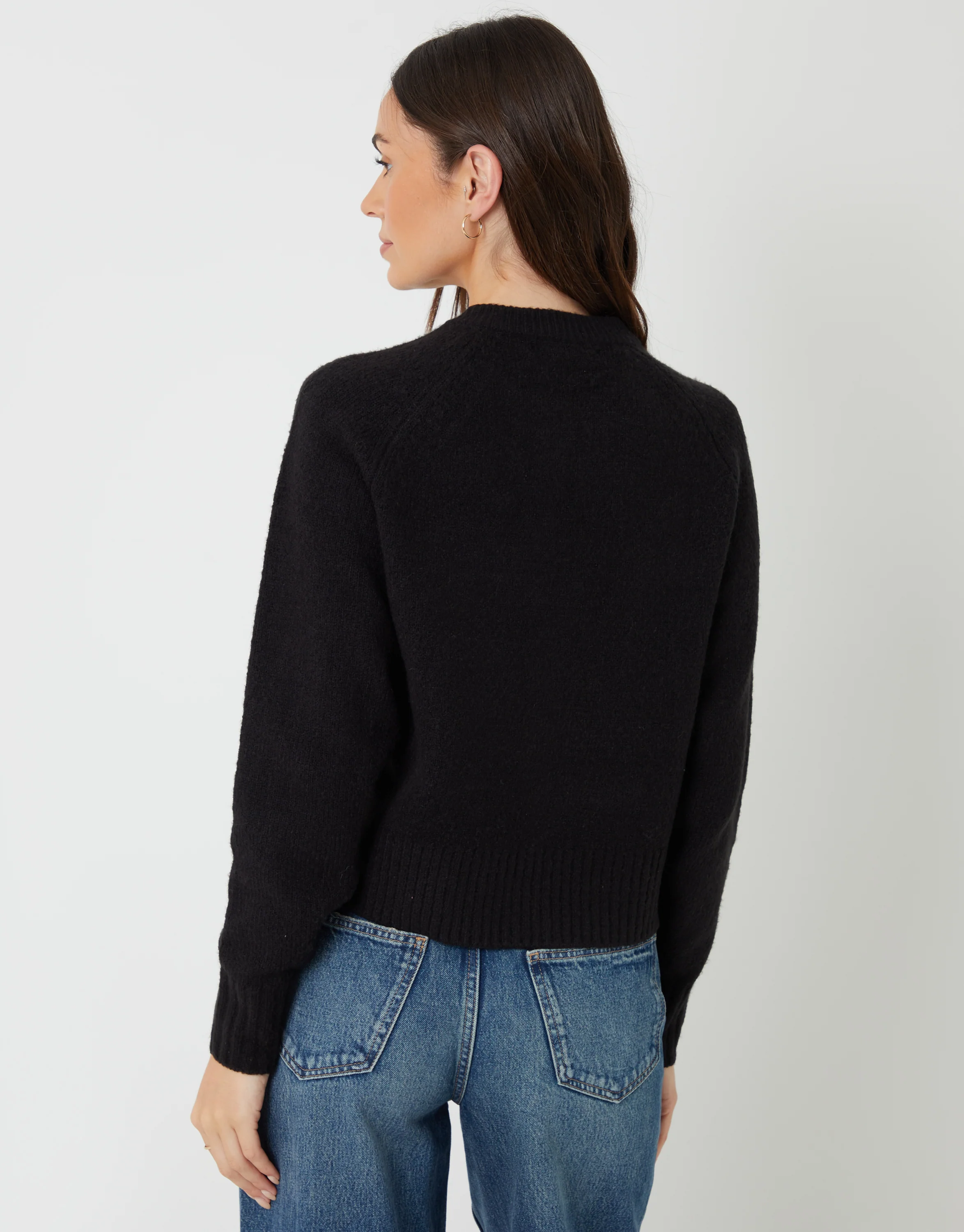 Button Up Knitted Cardigan in Black - Image 2
