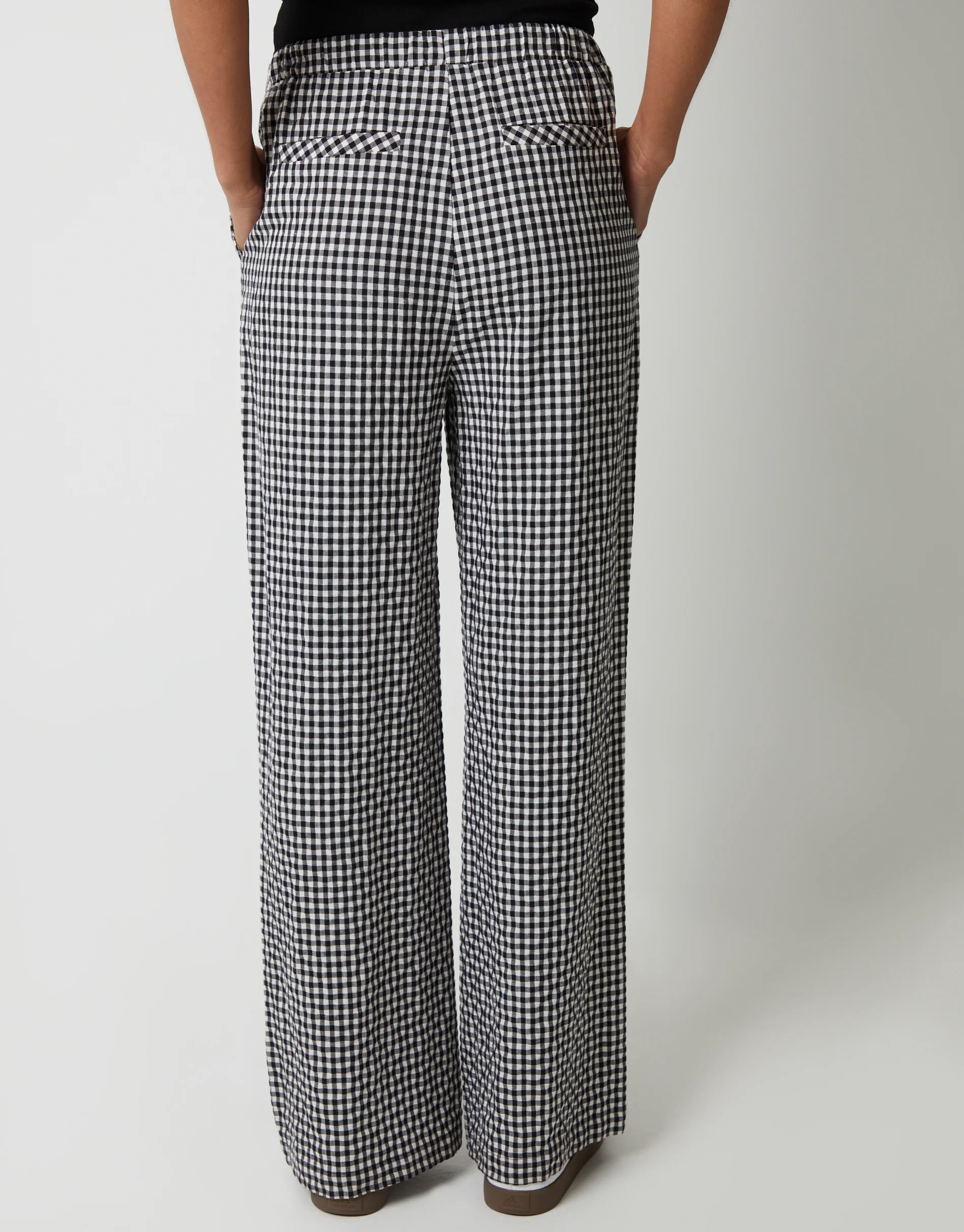 Wide Leg Trousers in Black Gingham - Image 3