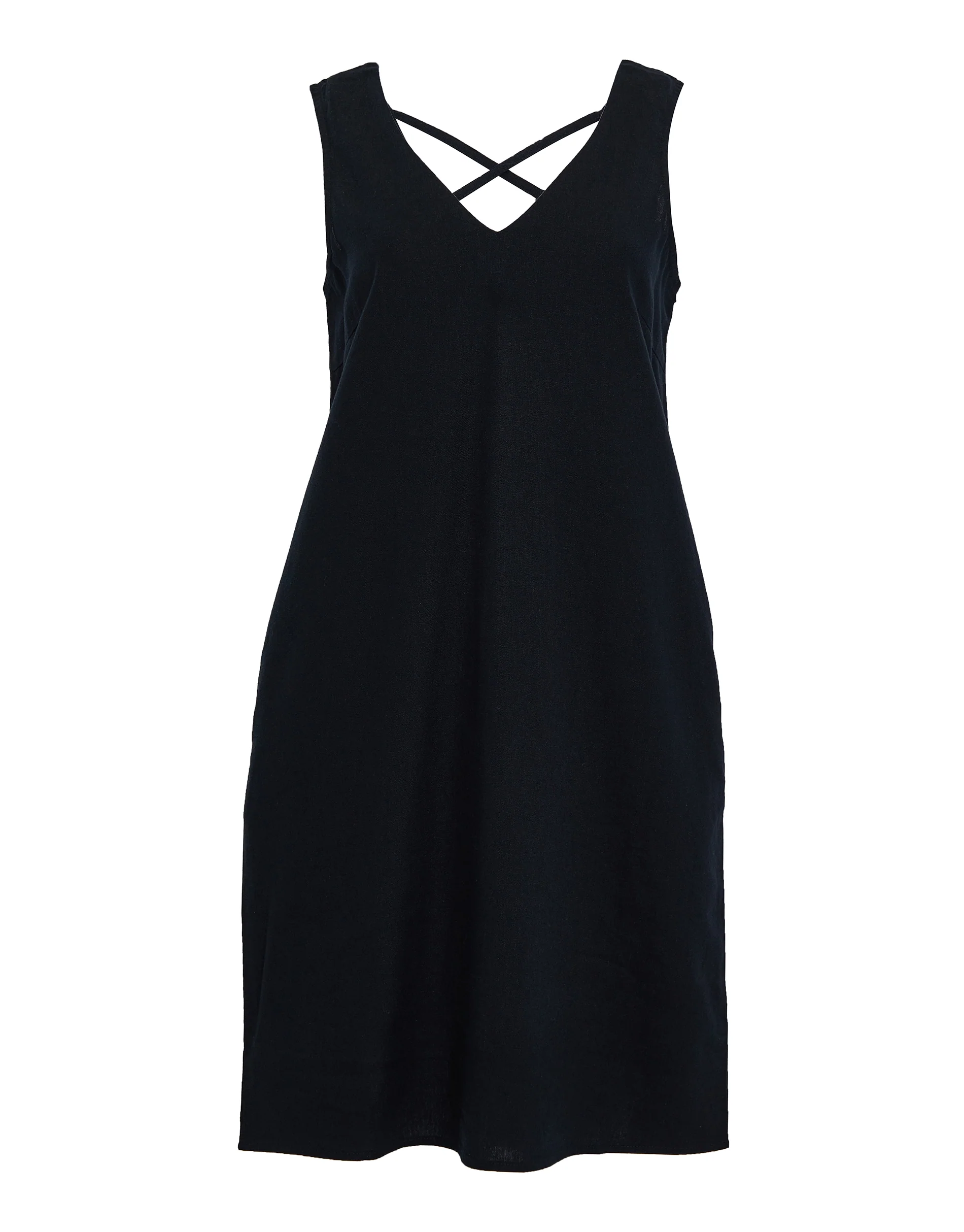 Linen Blend Sleeveless Shift Dress in Black - Image 5