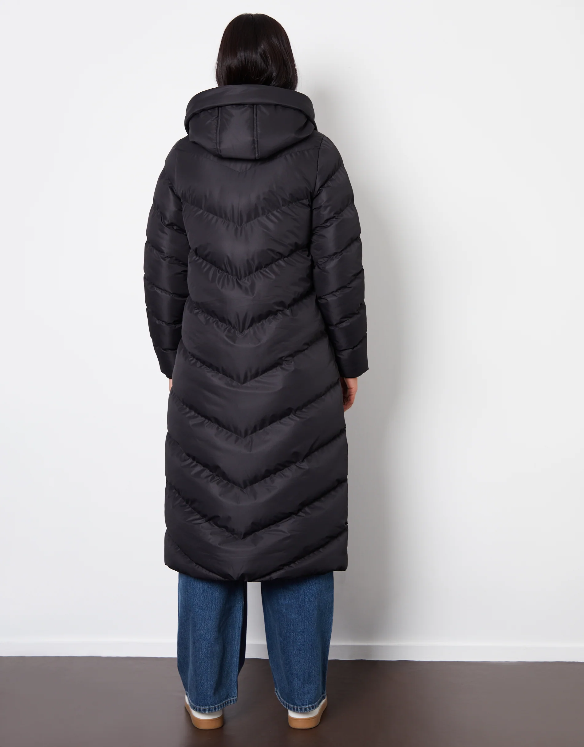 Padded Maxi Coat in Black - Image 2