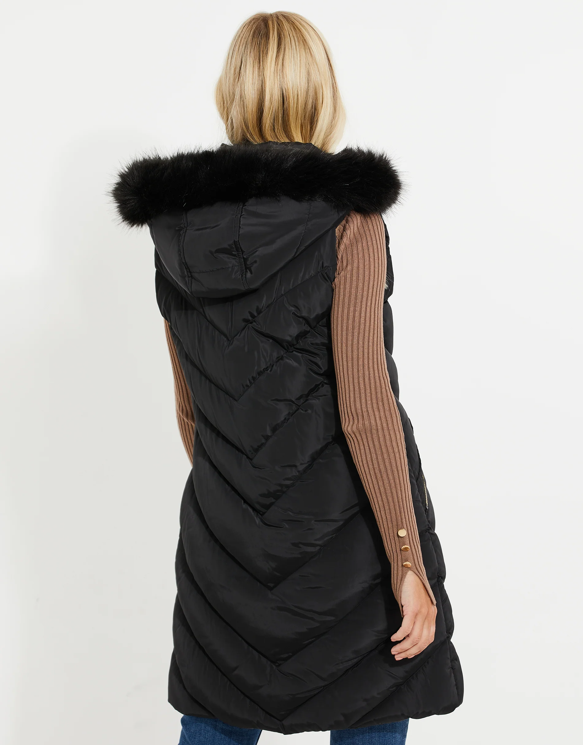 Parka-Style Quilted Gilet in Black - Image 3
