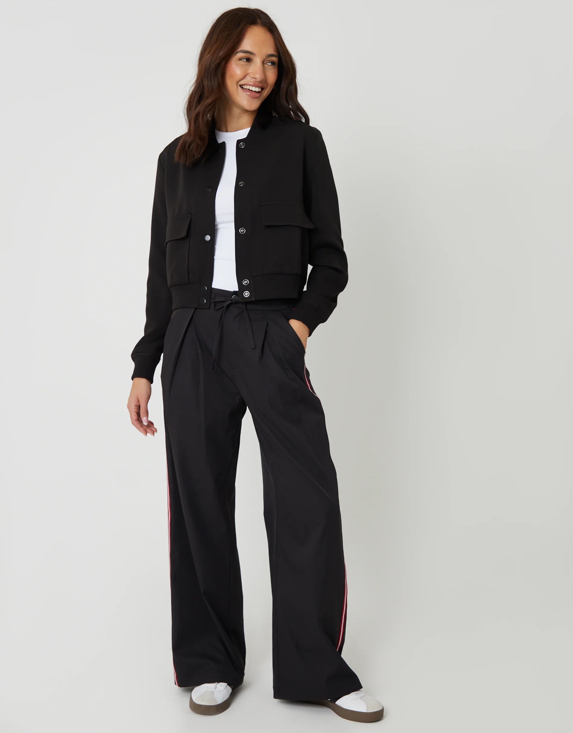 Patch Pocket Bomber Jacket in Black - Image 3