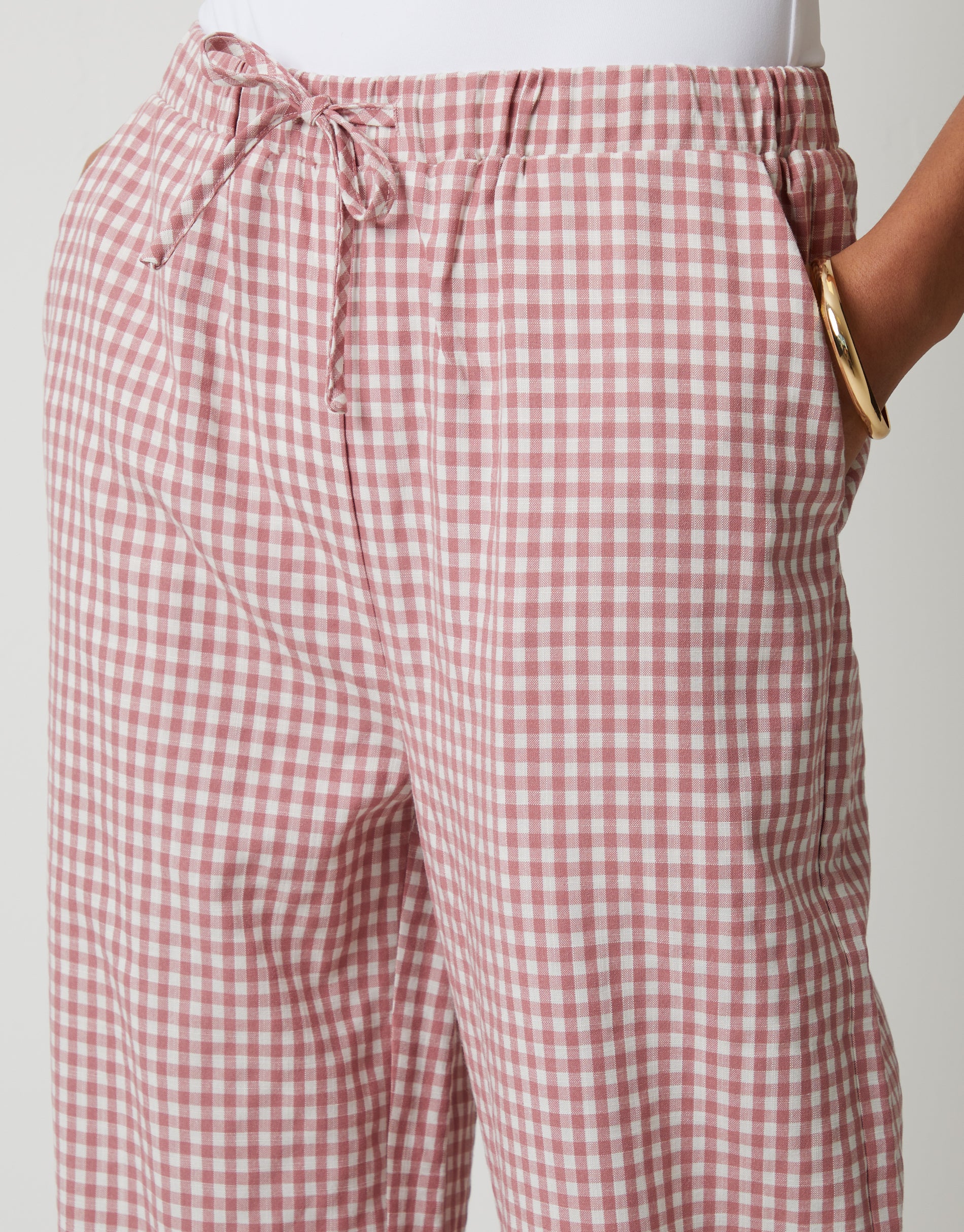 2 Pack Black & Pink Wide Leg Trousers in Pink & Black Gingham - Image 5