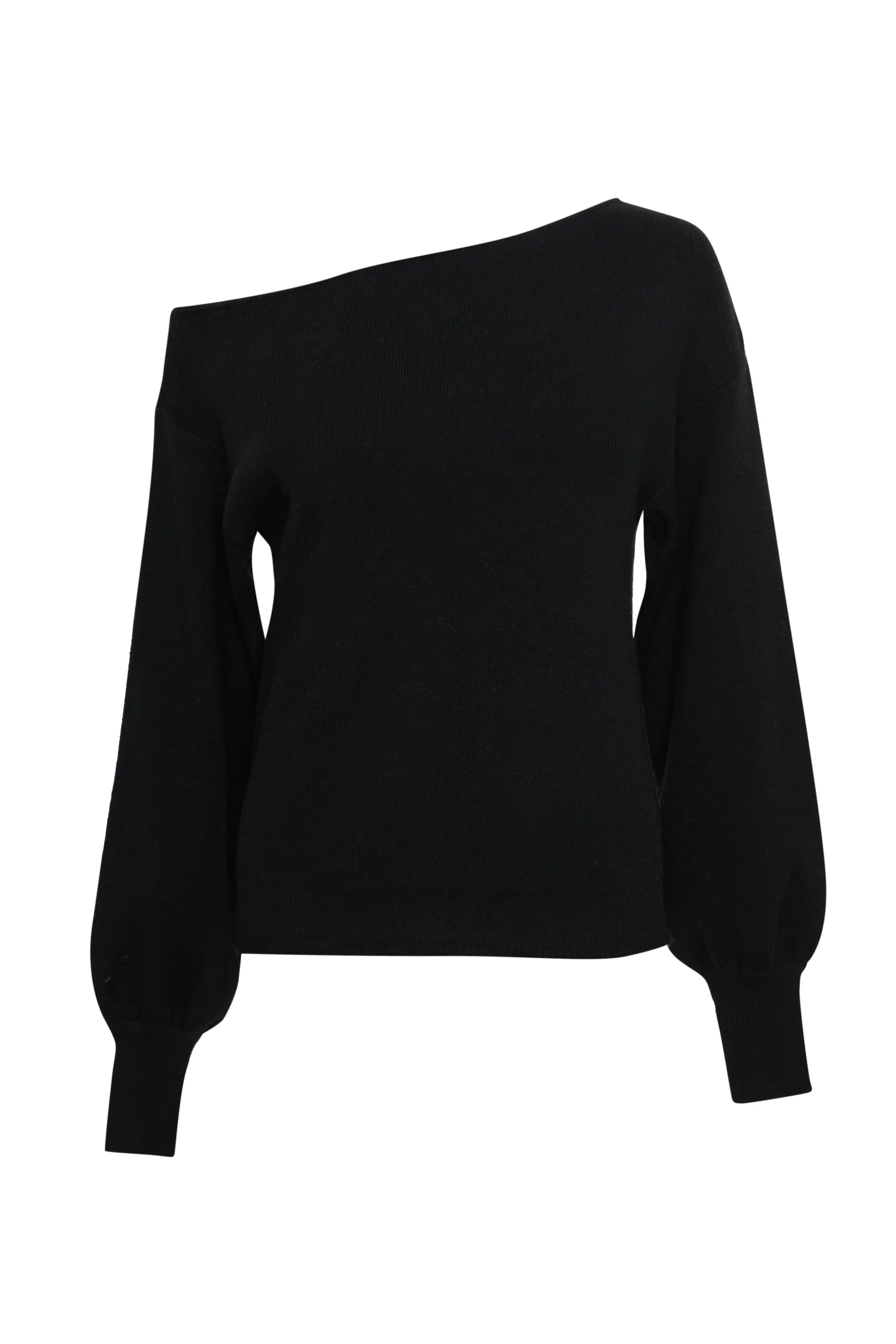 Soft Slash Neck Jumper in Black - Image 6