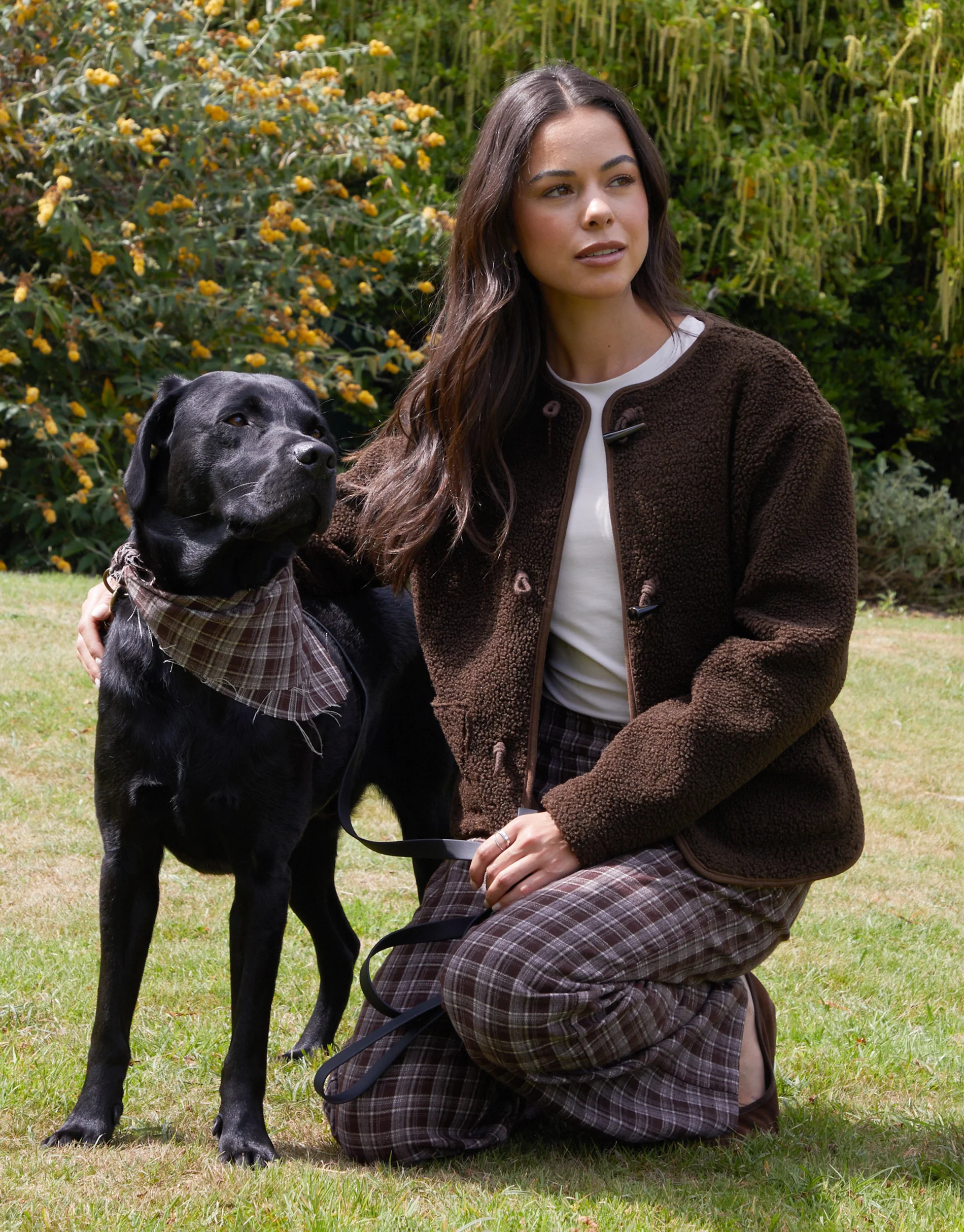 Fleece Borg Toggle Jacket in Chocolate Brown - Image 6