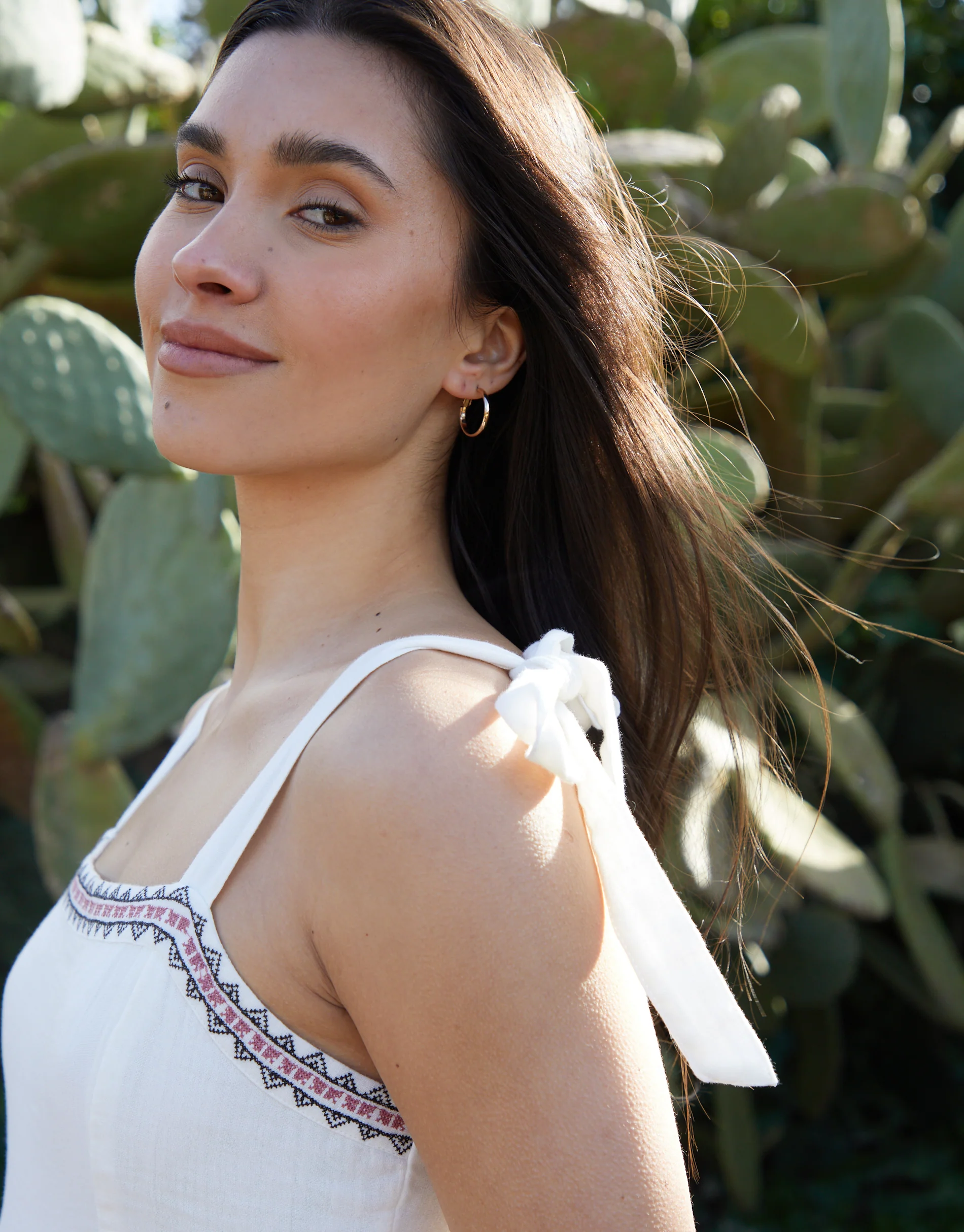 Embroidered Tiered Maxi Dress in Cream - Image 3