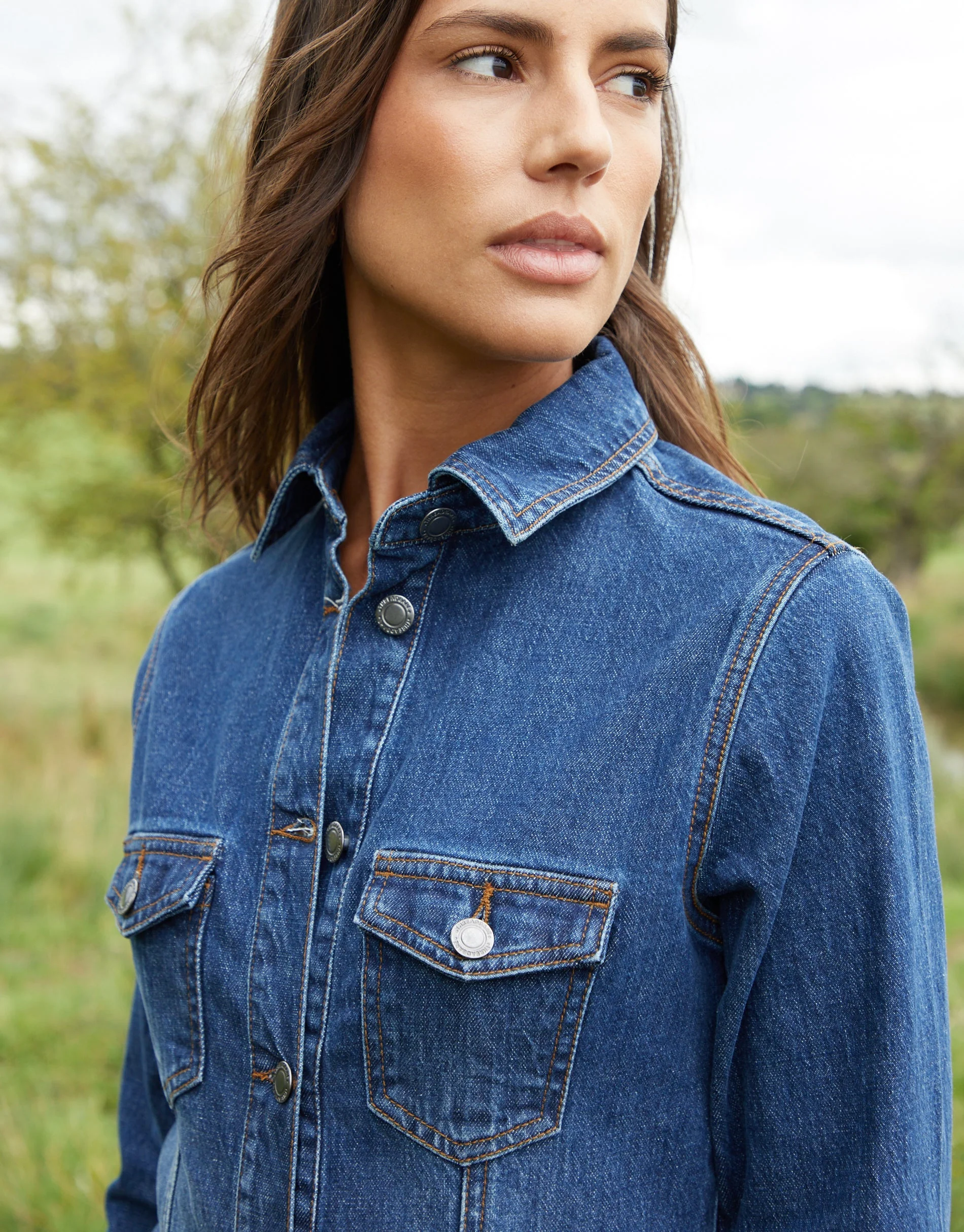 Mid Blue Wash Long Sleeve Denim Mini Dress in Mid Wash - Image 5