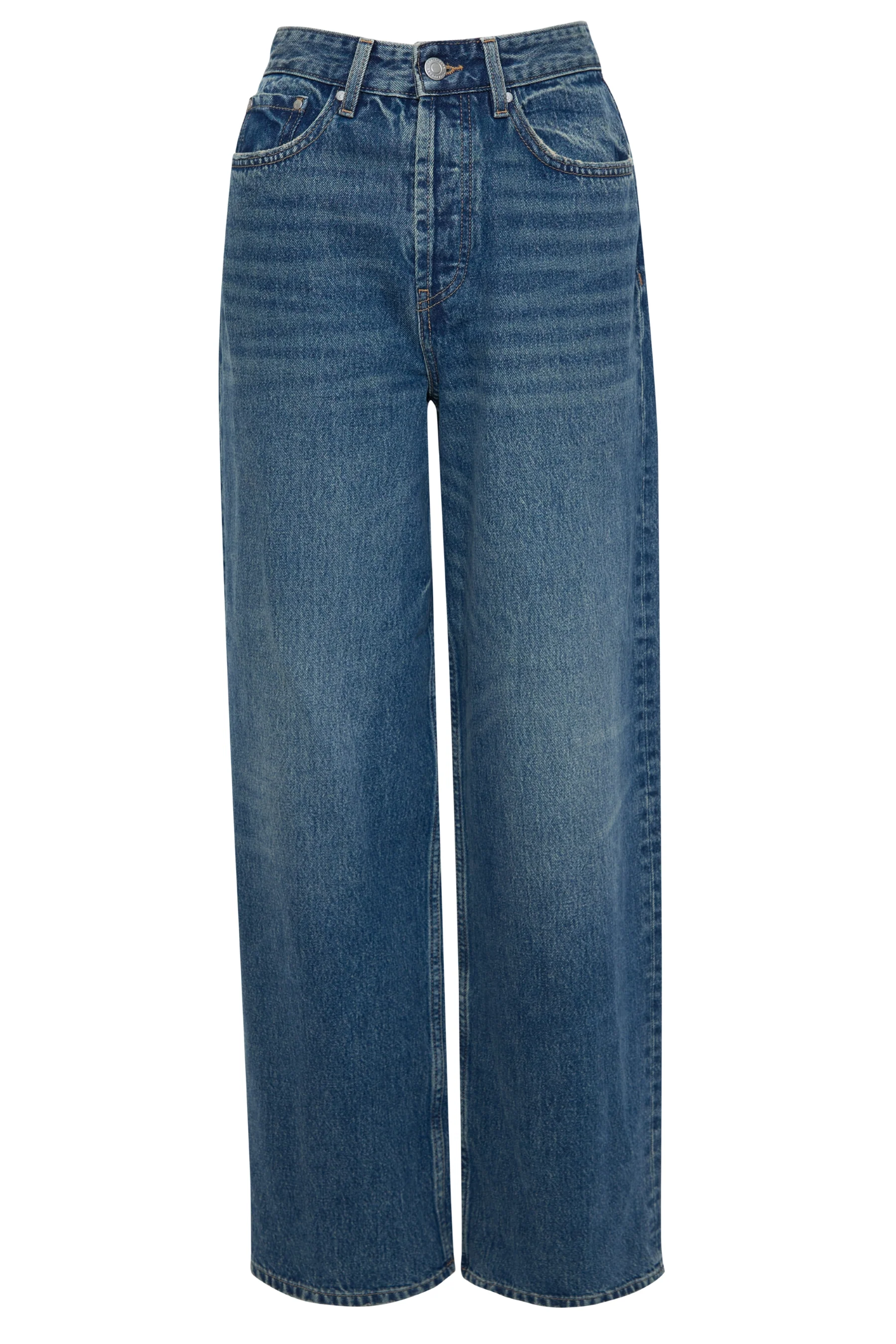 Straight Leg Wide Jeans in Mid Wash - Image 6
