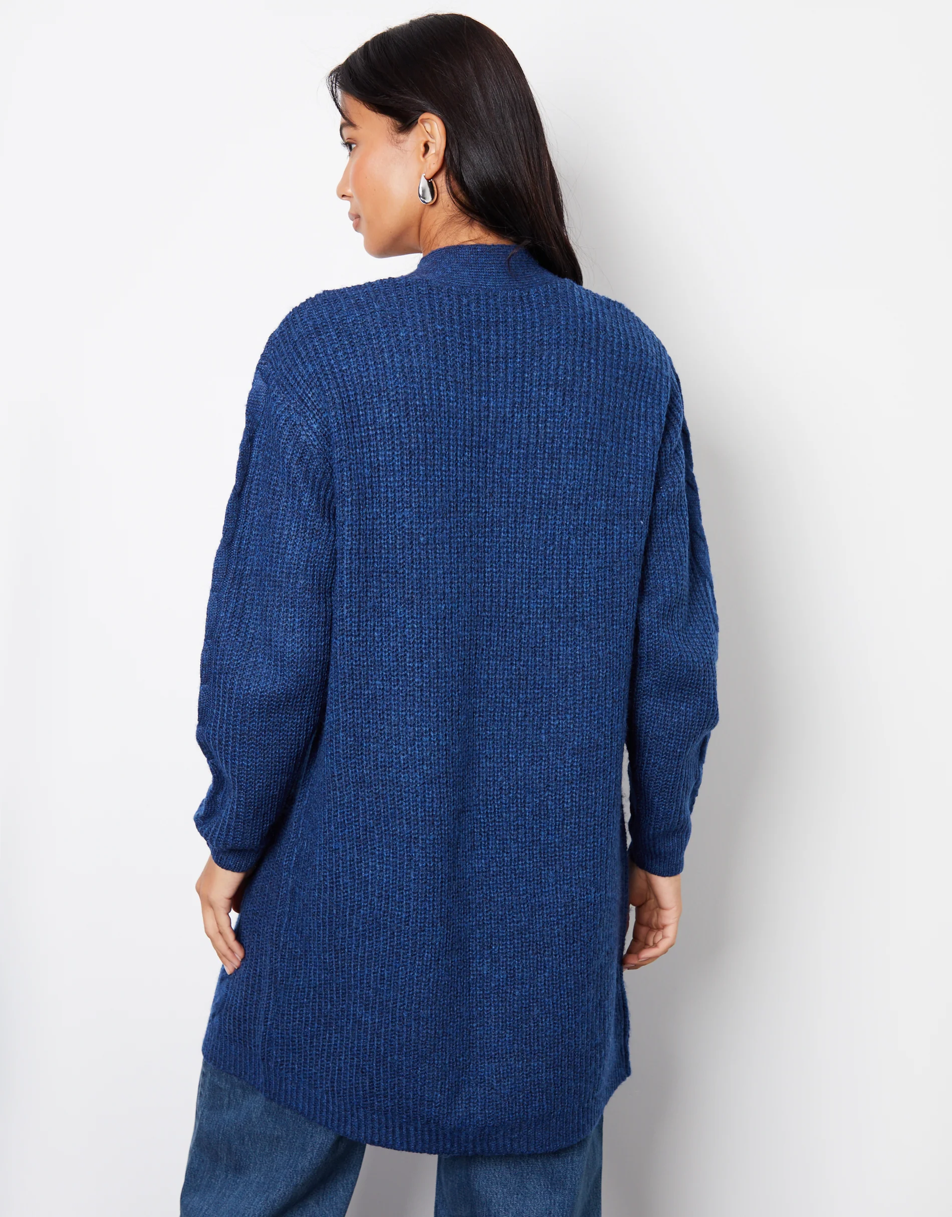 Cable Knit Cardigan in Navy - Image 2