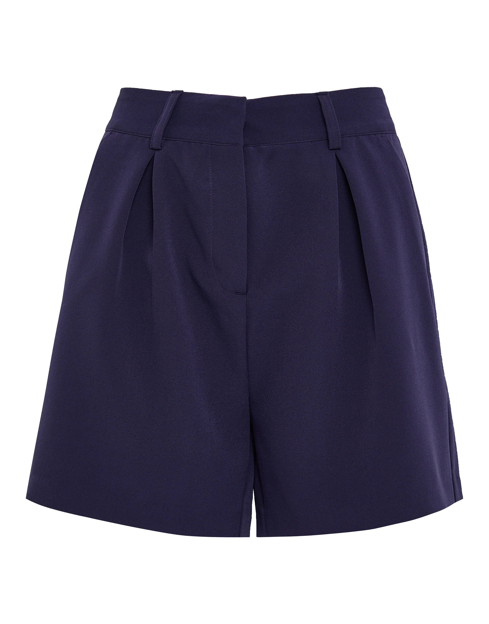 Pleated Tailored Shorts in Navy - Image 5