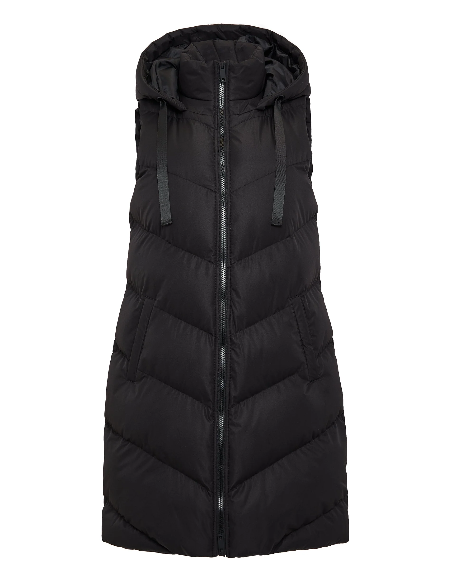 Petite Longline Padded Gilet in Black - Image 5