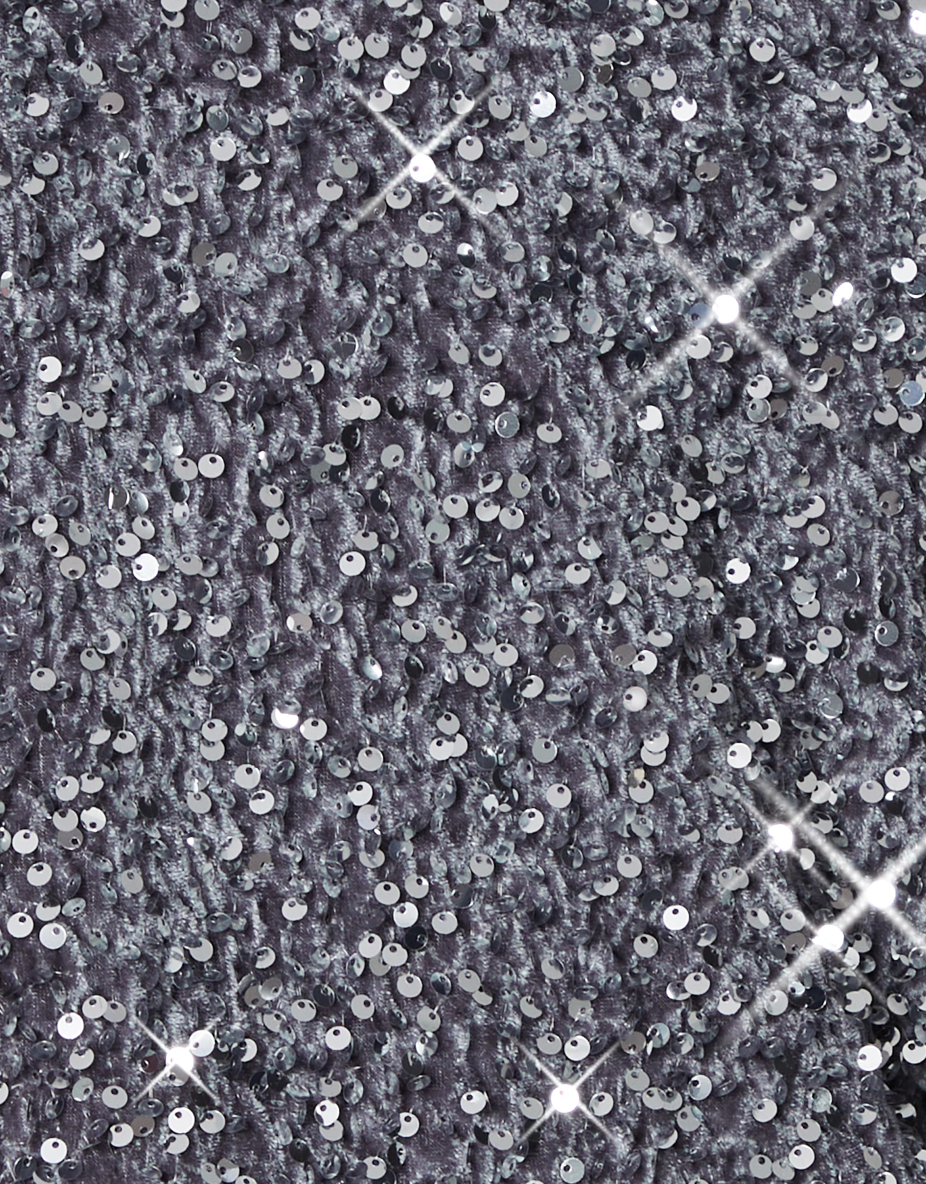 Sequin Velour Drop Shoulder Top in Silver - Image 6