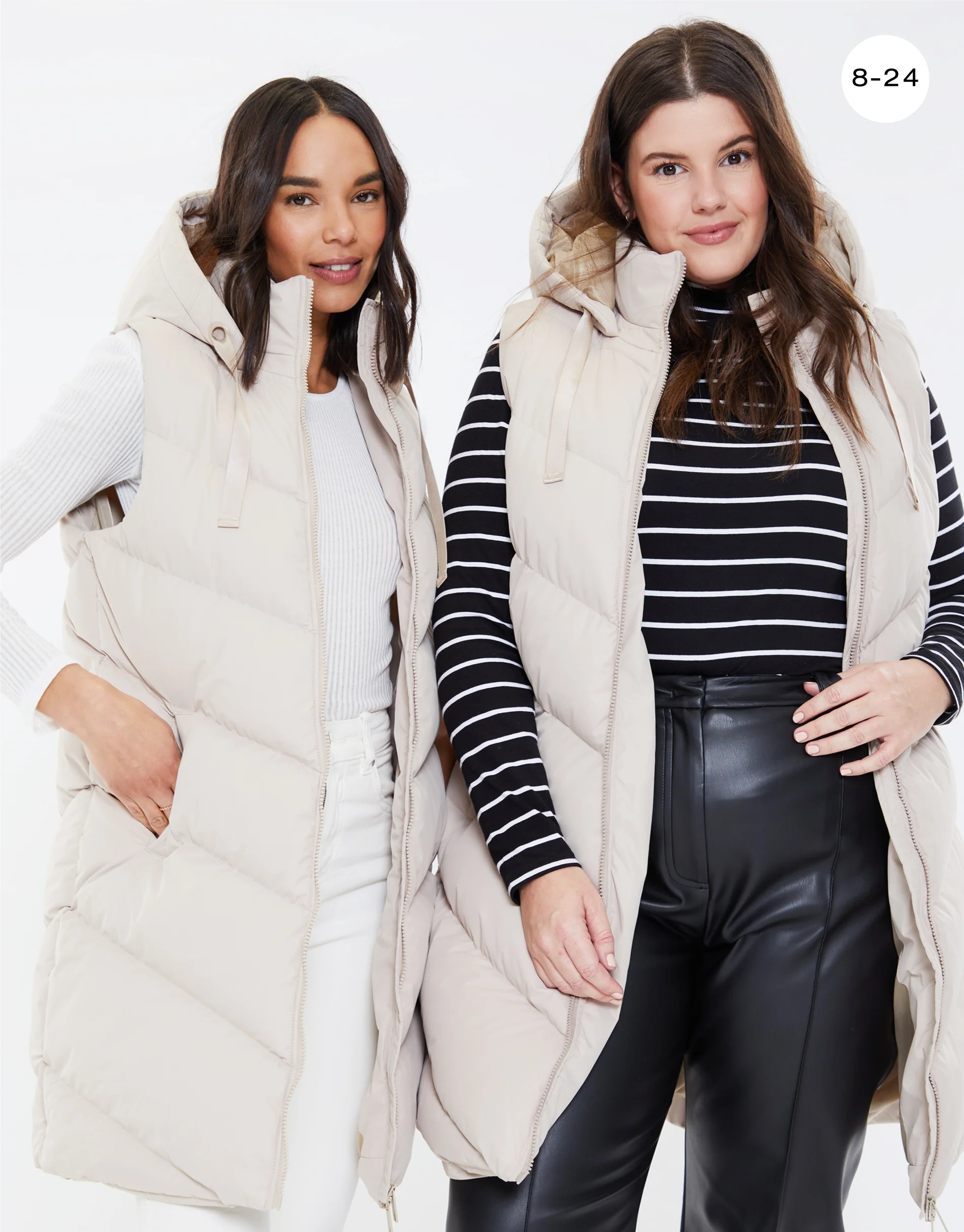 Longline Padded Gilet in Stone - Image 5