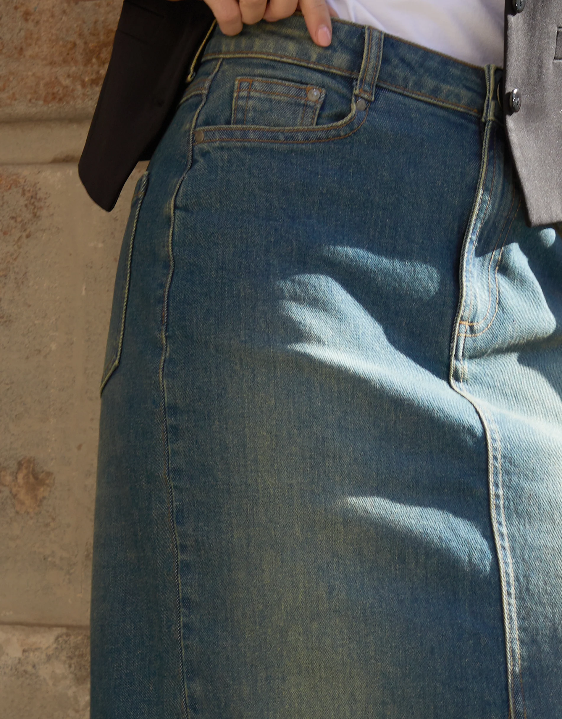 Maxi Denim Skirt in Vintage Wash - Image 5