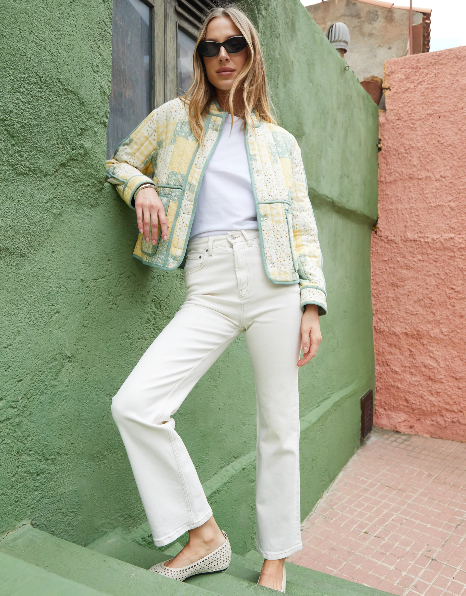 Floral Patchwork Quilted Jacket in Yellow - Image 3