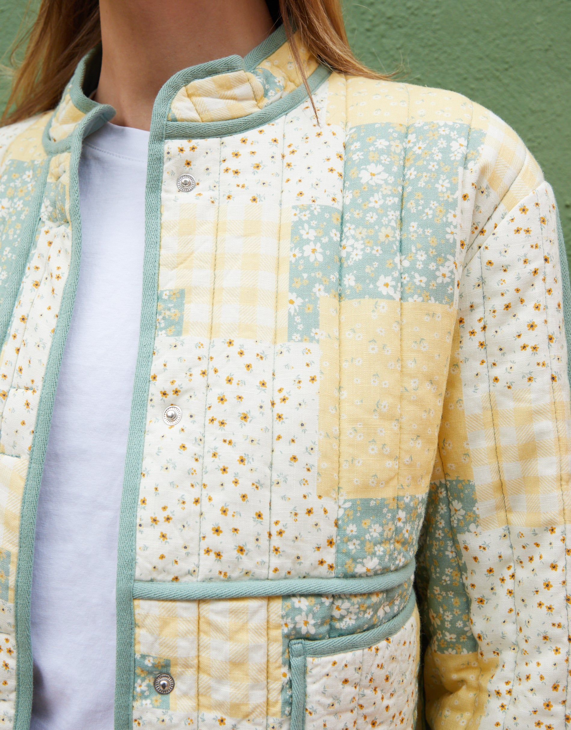 Floral Patchwork Quilted Jacket in Yellow - Image 5